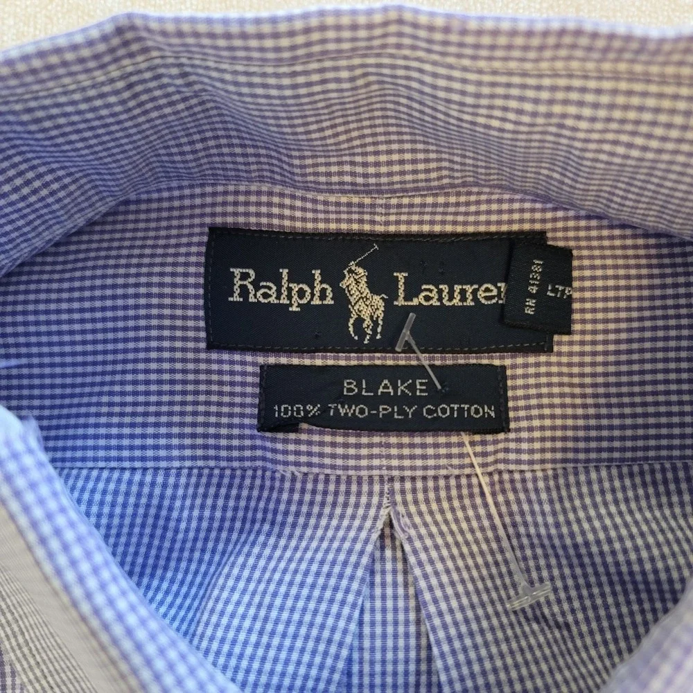Polo Ralph‎ Lauren Button Down Mens M Purple Gingham Blake Cotton Check Shirt